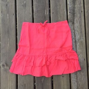 REDUCED‼️Bright Coral Ruffled Linen Skirt